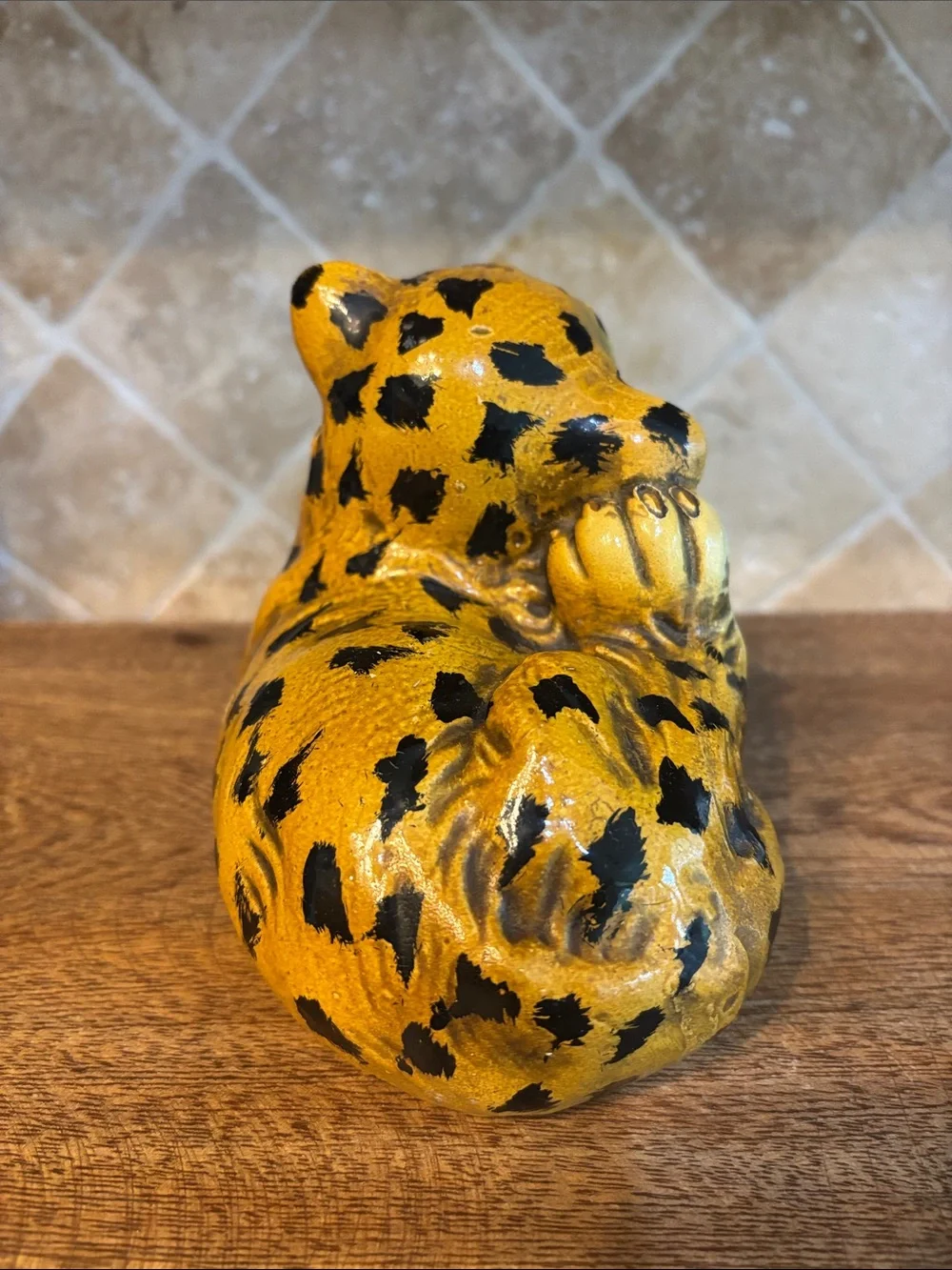 Vintage Hand-painted Ceramic Jaguar/Cheetah/Leopard Figurine -Made in Portugal